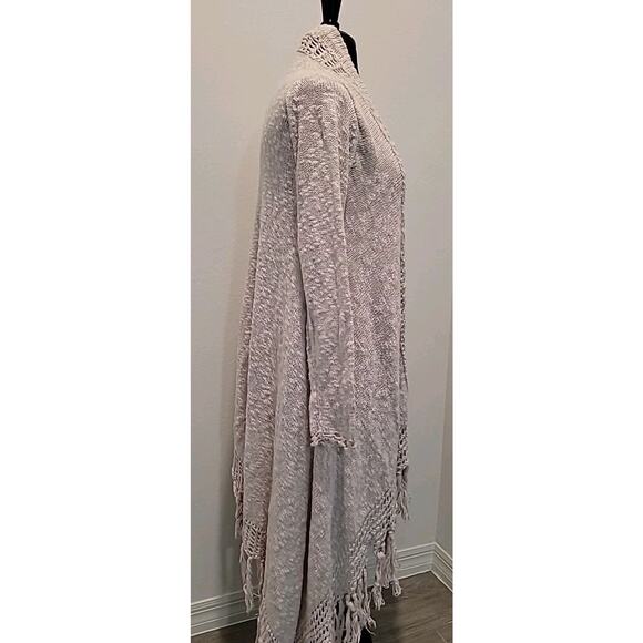 Lucky Brand Fringe Duster Cardigan Sz S – Natural Linen Blend, EUC - Picture 2 of 8